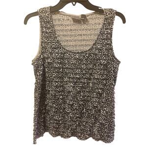 Chicos Tank top Animal Print camisole White Black Travel Size 1 Medium USA